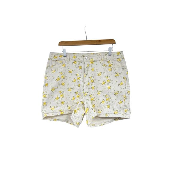 Judy Blue Yellow Floral Pattern Stretch Denim Shorts Cut Off Style Womens 3XL - Picture 1 of 7